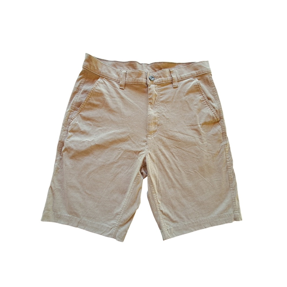 Eddie Bauer Mens 32 Horizon Guide Chino Shorts Tan Khaki Stretch Nylon D1053065